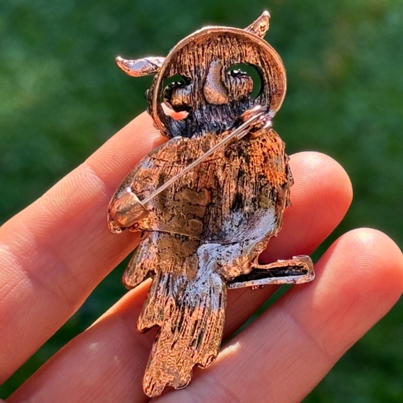 Owl Brooch Owl Pin Vintage Style Rhinestone Owl Brooch - Picture 7 of 8